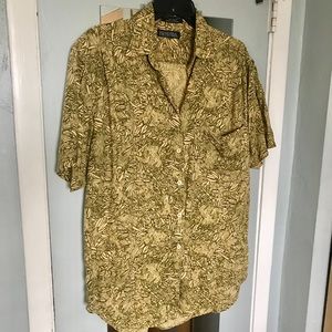 Tropical ShortSlv Button Front Top, M